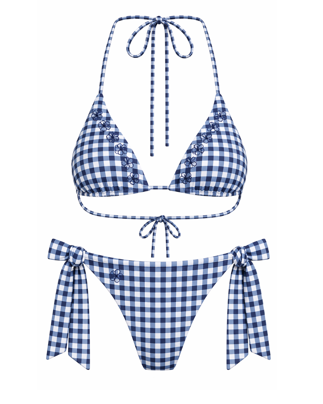 Gingham Triangle Top + Tie Bottom Bundle Set