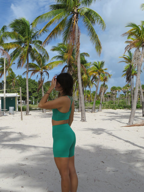 Teal Palm Sport Bra