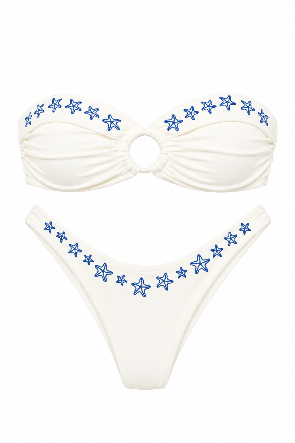 Ocean Breeze Cream Bandeau Top + Classic Bottom