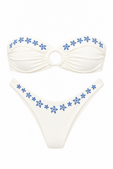 Ocean Breeze Cream Bandeau Top + Classic Bottom