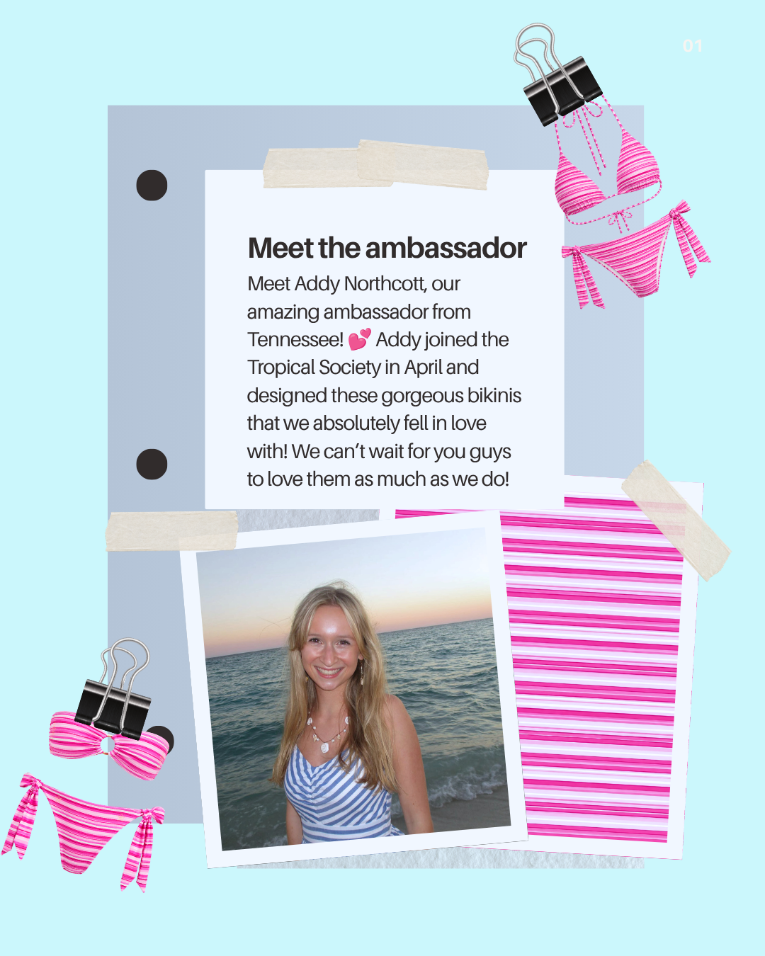 Addy Pink Striped Triangle Top + Classic Bottom