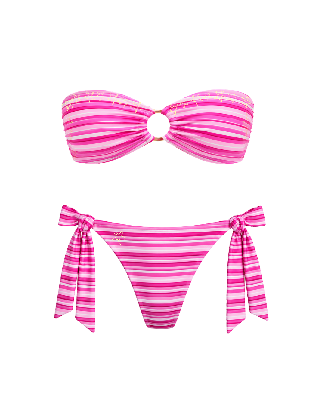 Addy Pink Striped Bandeau Top + Tie Bottom