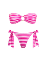 Addy Pink Striped Bandeau Top + Tie Bottom