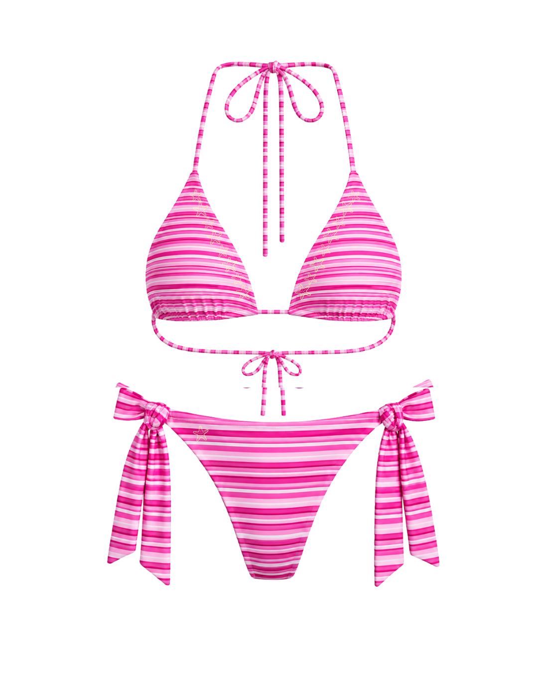 Addy Pink Striped Triangle Top + Tie Bottom