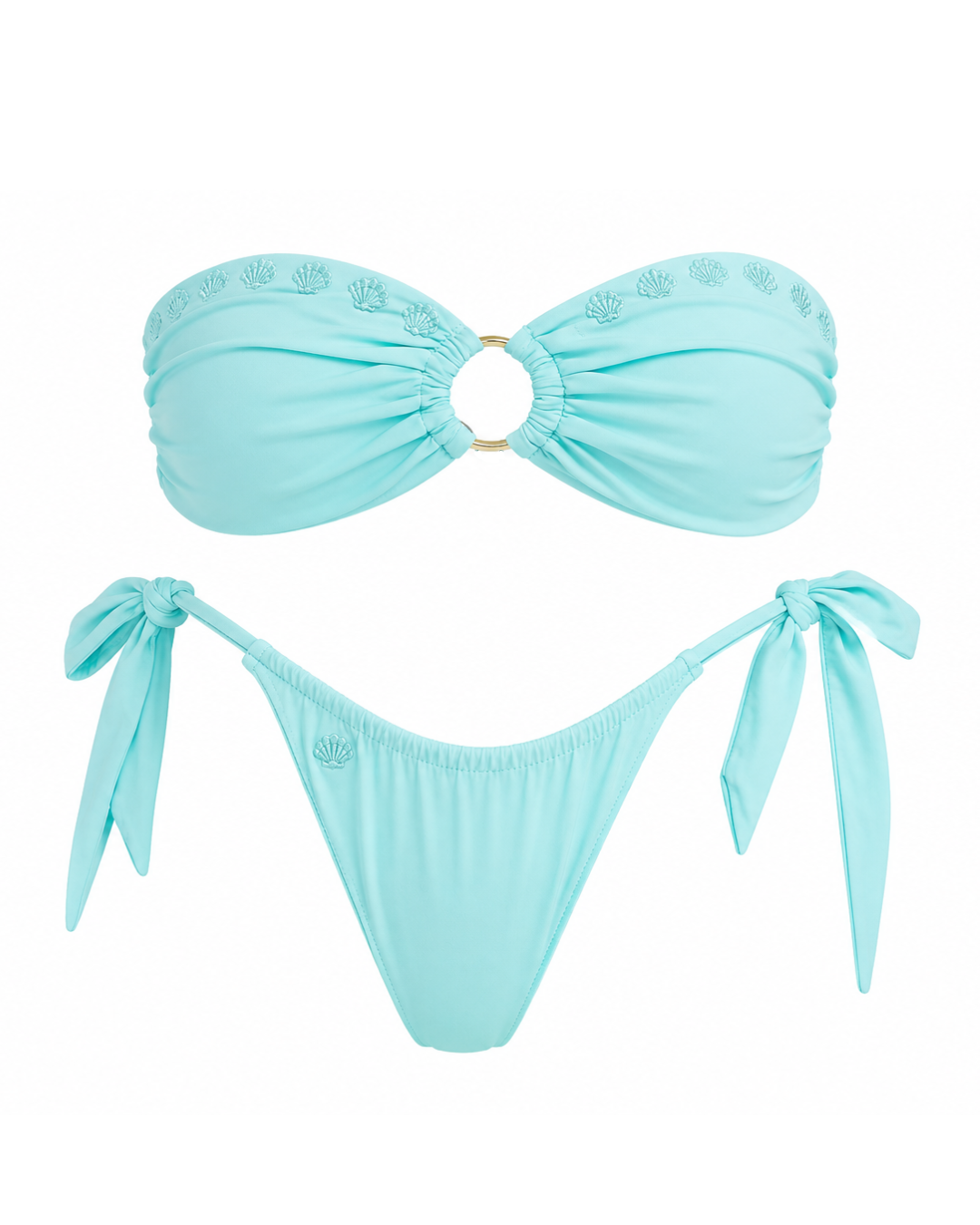 Coral Bandeau + Tie Bottoms Bundle Set