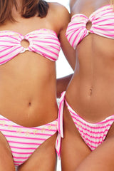 Addy Pink Striped Bandeau Top + Tie Bottom