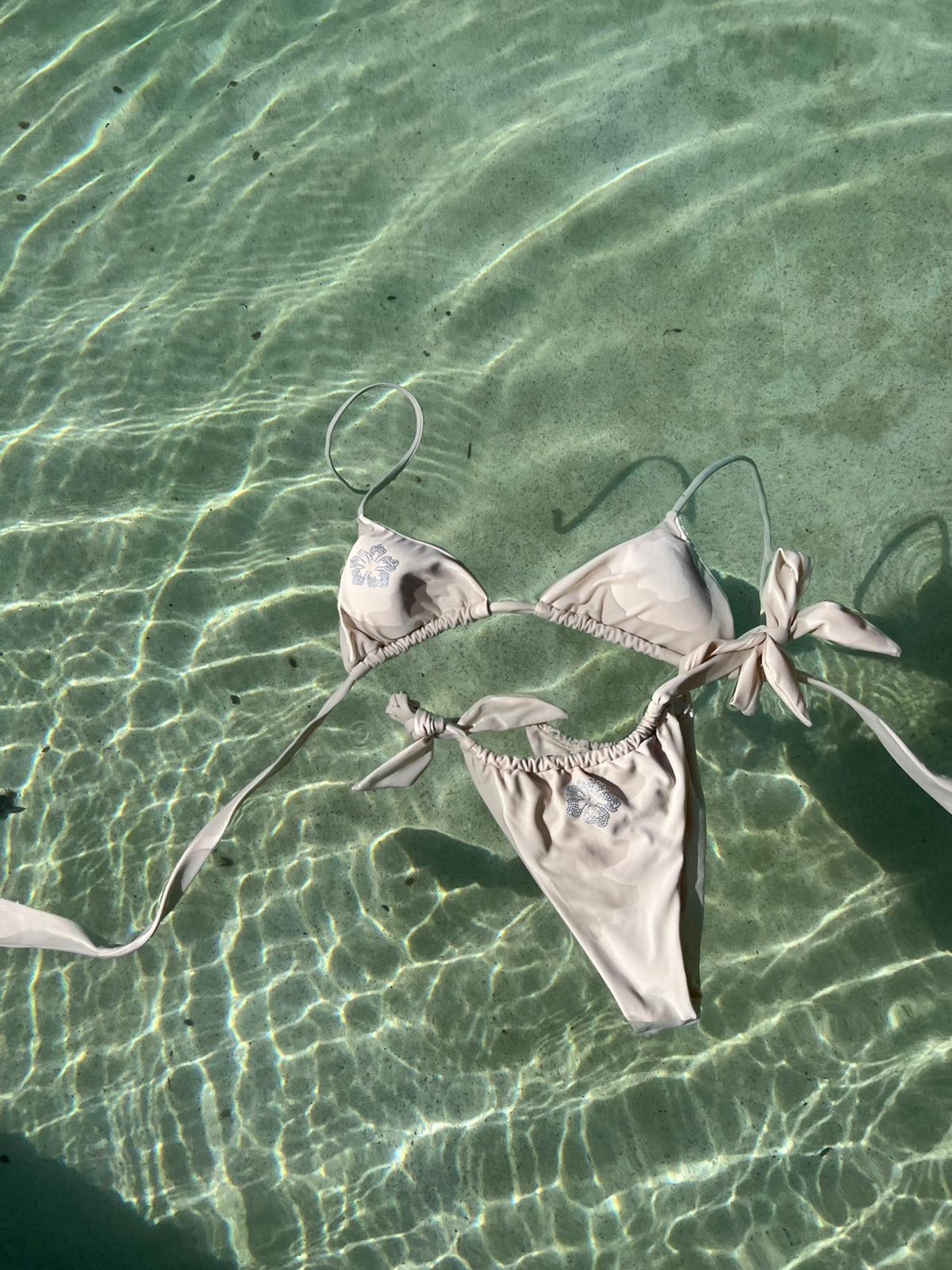 Y2K Beige Tie Bottoms - The Tropical Society